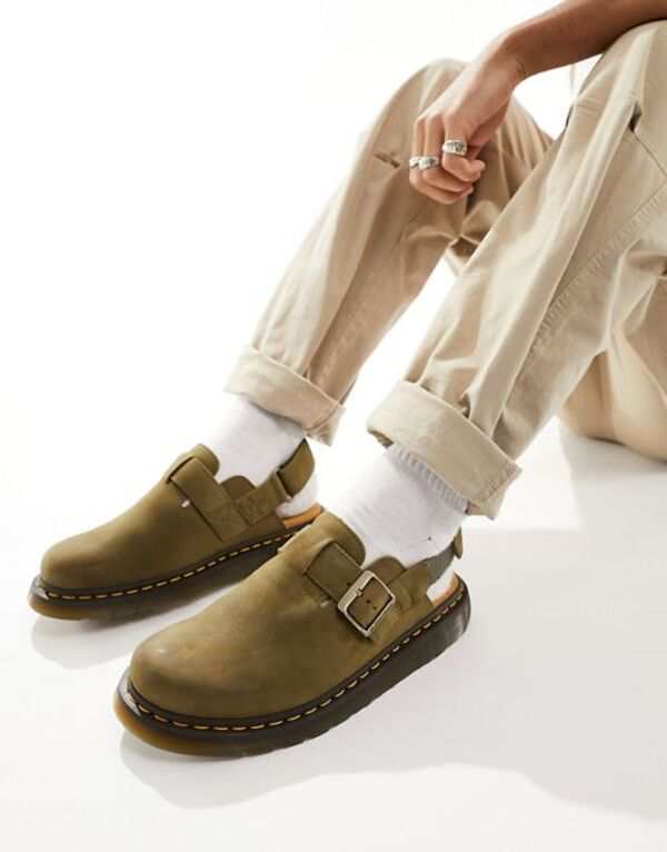 ドクターマーチン レディース サンダル シューズ Dr Martens Jorge II mules in khaki suede Khaki