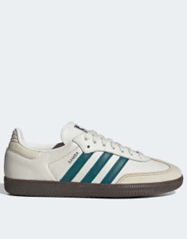 アディダス レディース スニーカー シューズ adidas Originals Samba OG sneakers in white and green WHITE