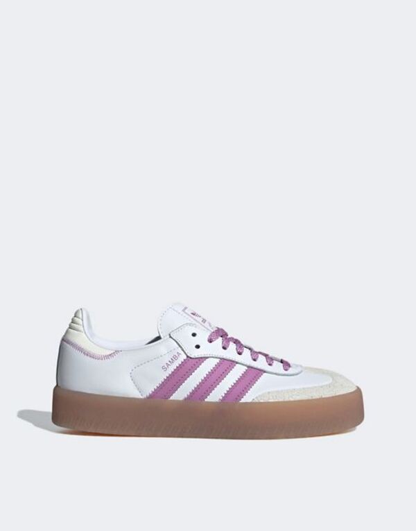 アディダス レディース スニーカー シューズ adidas Originals Sambae sneakers in white and purple WHITE