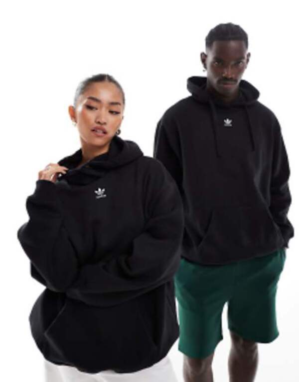 アディダス レディース パーカー・スウェット アウター adidas Originals essential oversized hoodie in black Black