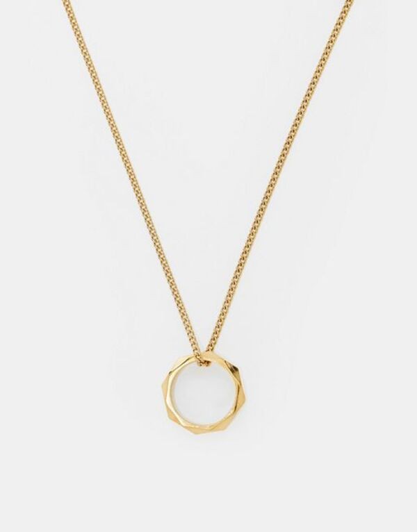 エイソス メンズ リング アクセサリー ASOS DESIGN waterproof stainless steel necklace with ring pendant in gold tone GOLD