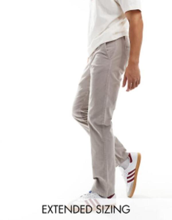 エイソス メンズ カジュアルパンツ ボトムス ASOS DESIGN slim fit corduroy pants in gray Grayの通販は