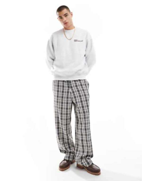 エイソス メンズ カジュアルパンツ ボトムス ASOS DESIGN pull-on smart wide leg check pants in black Black