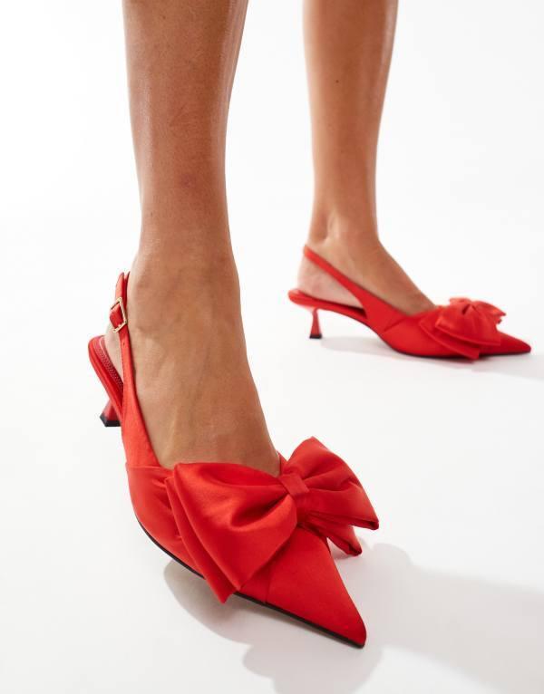 赤の世界 シークレット 1枚 エイソス レディース ヒール シューズ ASOS DESIGN Secret bow