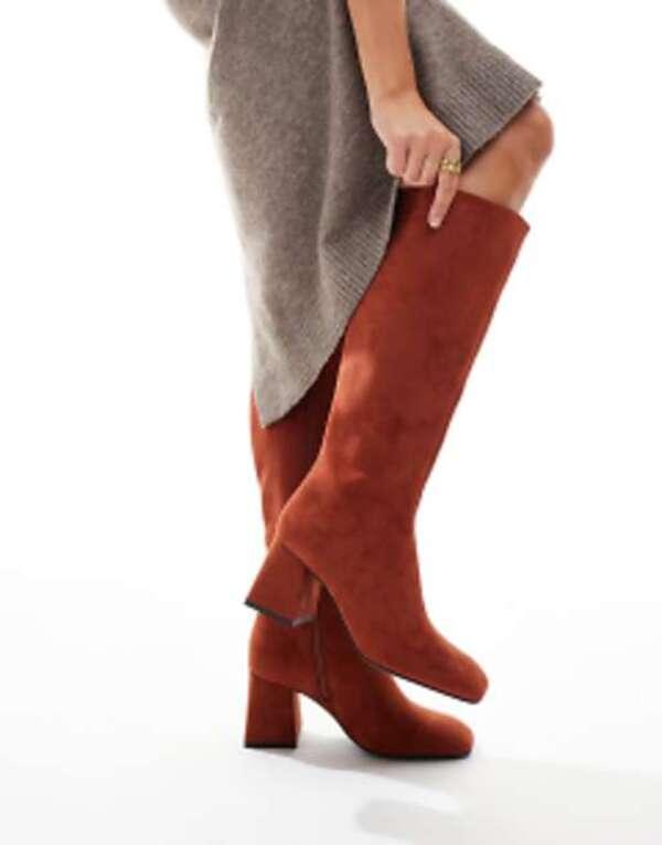 エイソス レディース ブーツ・レインブーツ シューズ ASOS DESIGN Ciara block heel knee boots in rust RUST