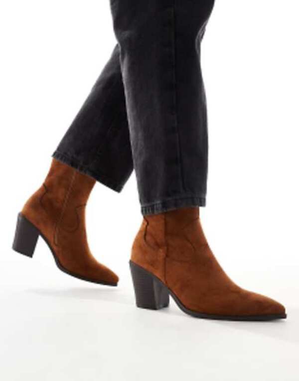 エイソス レディース ブーツ・レインブーツ シューズ ASOS DESIGN Rational heeled western boots in brown Rust Brown