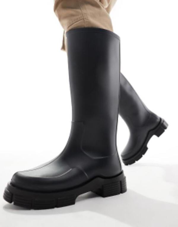 エイソス メンズ ブーツ・レインブーツ シューズ ASOS DESIGN wellington boots in black Black