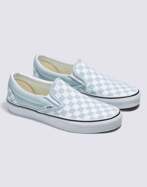 バンズ メンズ スニーカー シューズ Vans UA Classic Slip On checkerboard sneakers in baby blue Baby blue