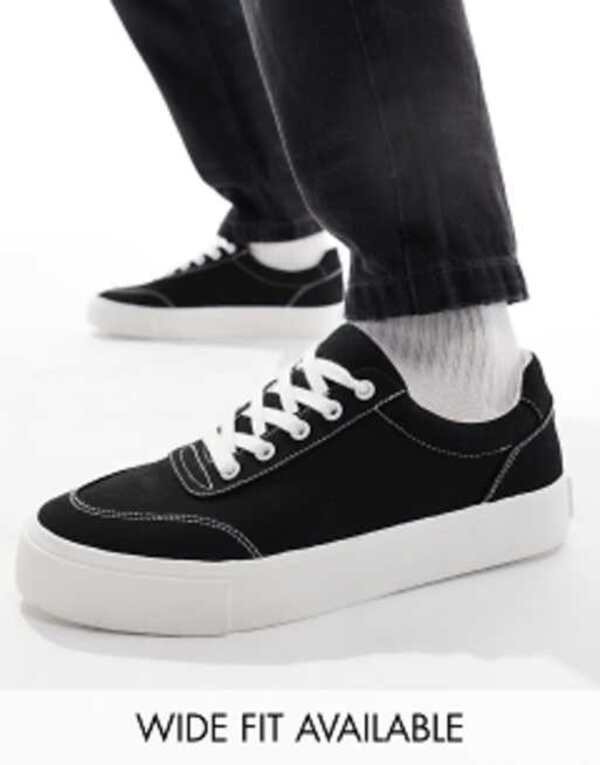 エイソス メンズ スニーカー シューズ ASOS DESIGN plimsoll sneakers in black Black