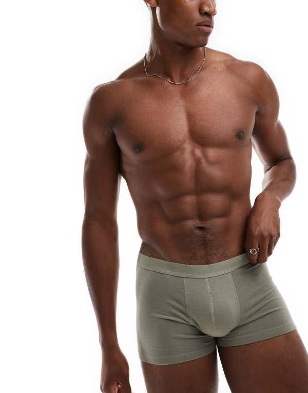 エイソス メンズ トランクス アンダーウェア ASOS DESIGN 2 pack trunks in black and khaki Multi
