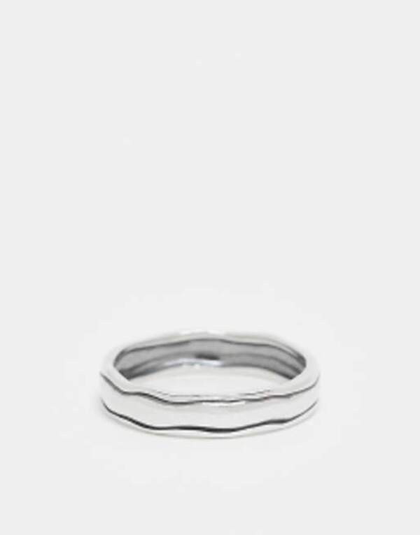 エイソス メンズ リング アクセサリー ASOS DESIGN sterling silver band ring with molten design in silver SILVER