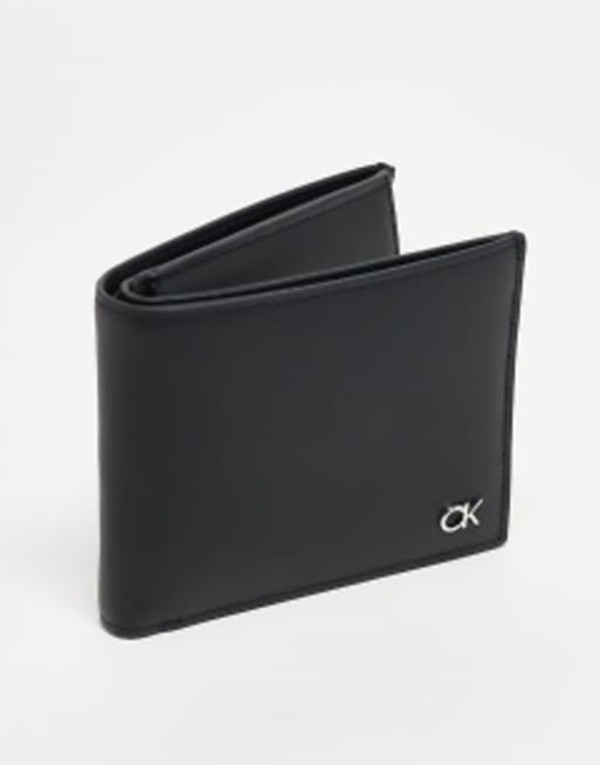 カルバンクライン メンズ 財布 アクセサリー Calvin Klein metal logo bifold wallet in black Ck blackの通販は 16,786円