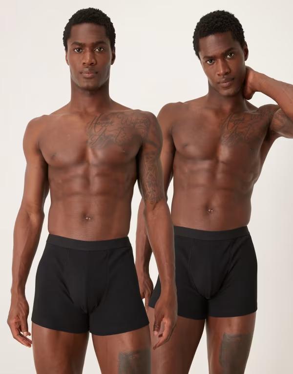 エイソス メンズ トランクス アンダーウェア ASOS DESIGN capsule collection 2 pack briefs in black Black