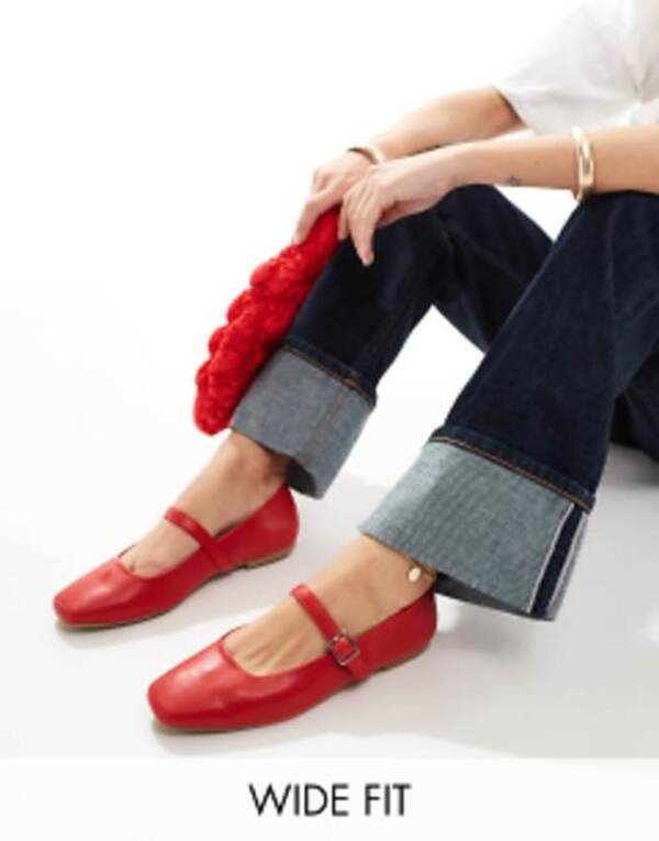 エイソス レディース パンプス シューズ ASOS DESIGN Lottie Mary Jane Ballet Flats in red RED