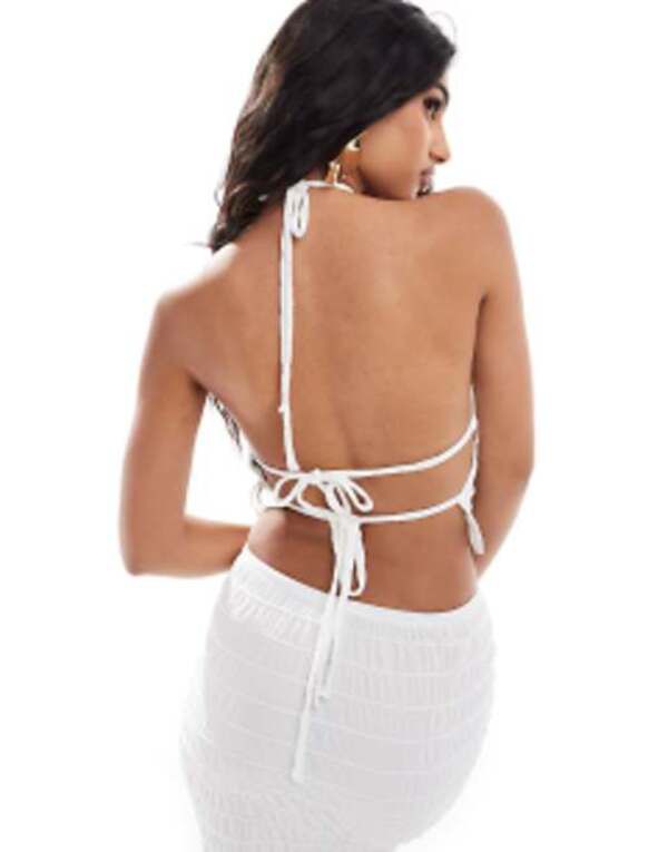 エイソス レディース シャツ トップス ASOS DESIGN backless gathered halter top in ivory - part of a set Ivory