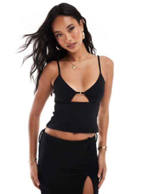 エイソス レディース シャツ トップス ASOS DESIGN bust cup cami top in black Black