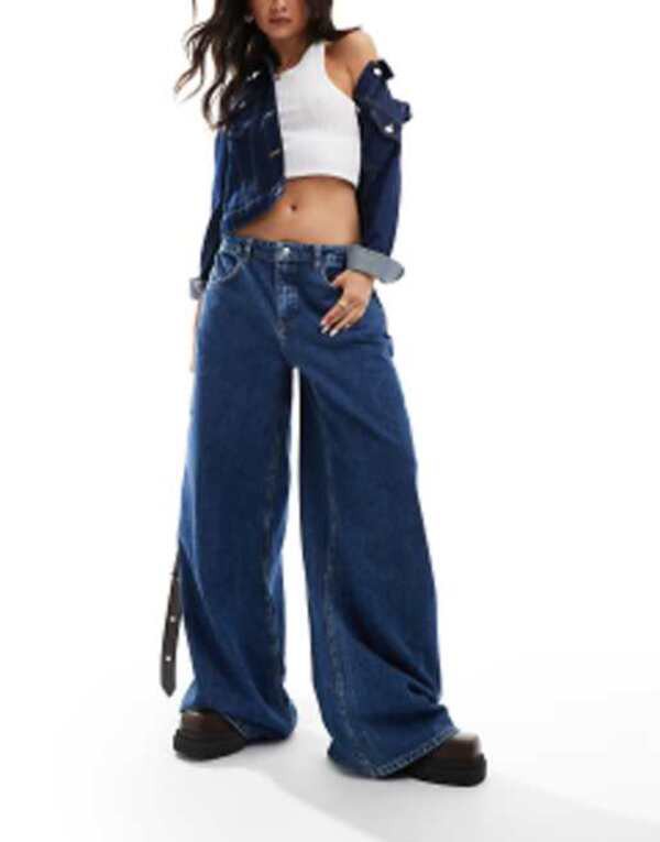 エイソス レディース デニムパンツ ボトムス ASOS DESIGN puddle jeans in indigo Blueの通販は