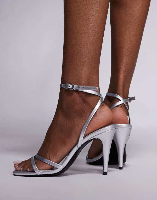 エイソス レディース サンダル シューズ ASOS DESIGN Nia barely there heeled sandals in silver SILVER