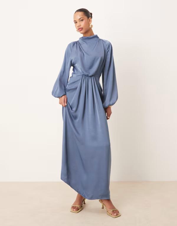 平和屋着物▽訪問着 単衣 作家物 紬地 手描き 茄子 枝葉文 金彩 正絹