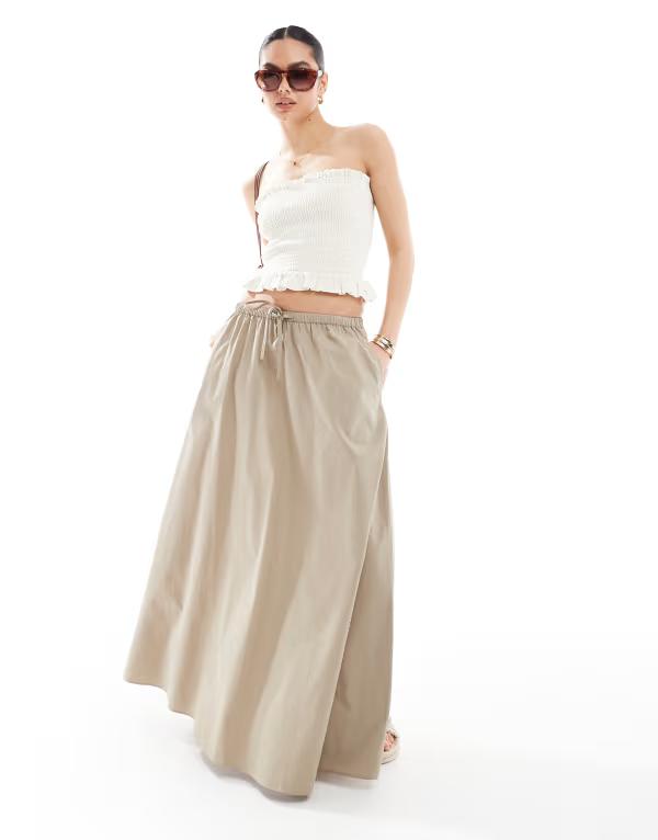 エイソス レディース スカート ボトムス ASOS DESIGN satin twill maxi skirt in olive エイソス レディース スカート ボトムス ASOS DESIGN tailored chiffon