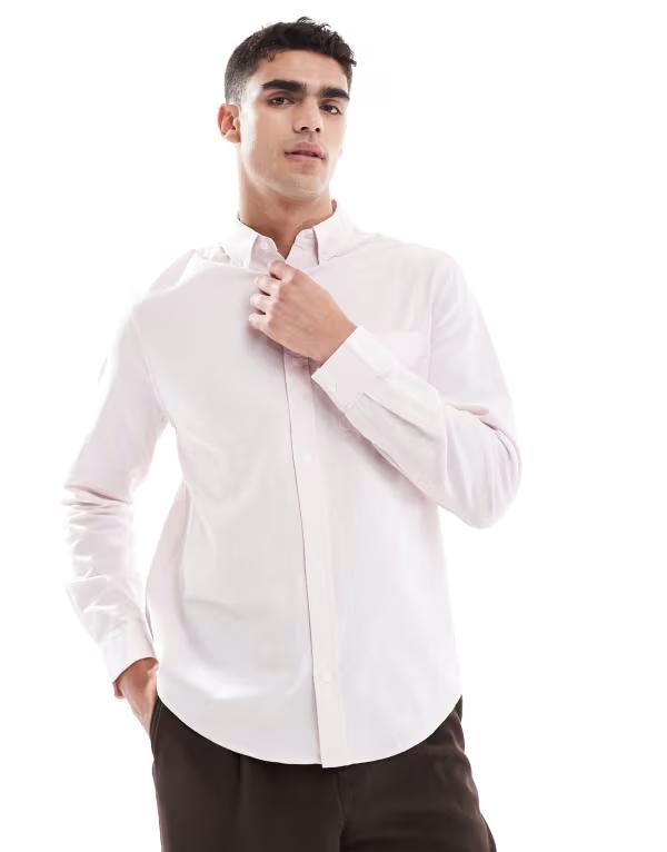エイソス (ASOS DESIGN) メンズ シャツ トップス Asos Design Smart Slim Shirt With Black Piping Detail In White (ホワイト) エイソス メンズ シャツ トップス ASOS DESIGN oxford regular shirt