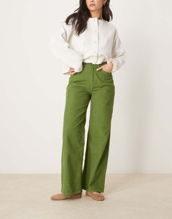 エイソス レディース デニムパンツ ボトムス ASOS DESIGN cord dad jean in khaki Khaki
