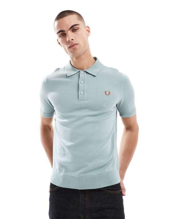 FRED PERRY ポロシャツ 半袖 アイスブルー フレッドペリー メンズ ポロシャツ トップス Fred Perry knitted