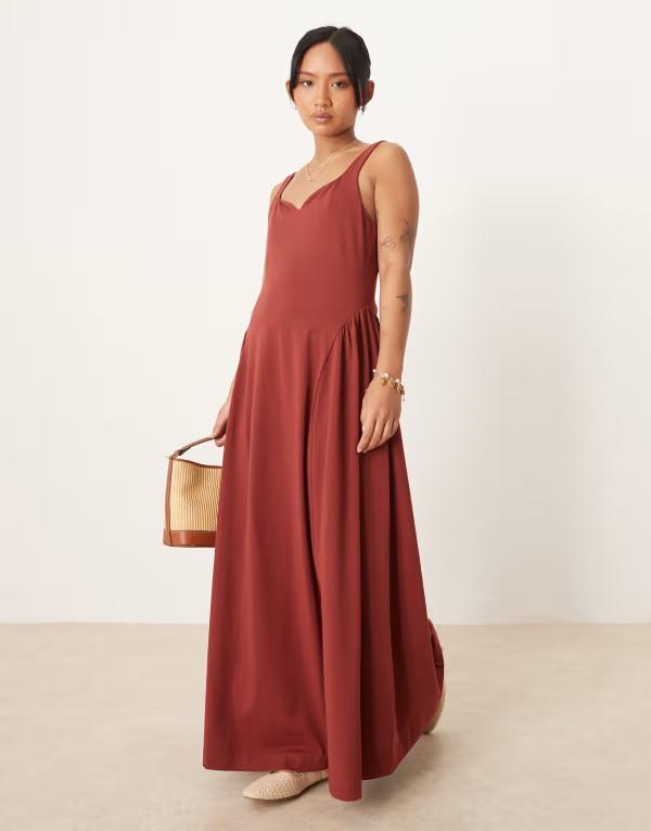 平和屋着物○本加賀友禅作家 藤村加泉 色無地 笹蔓緞子地紋 甚三紅色