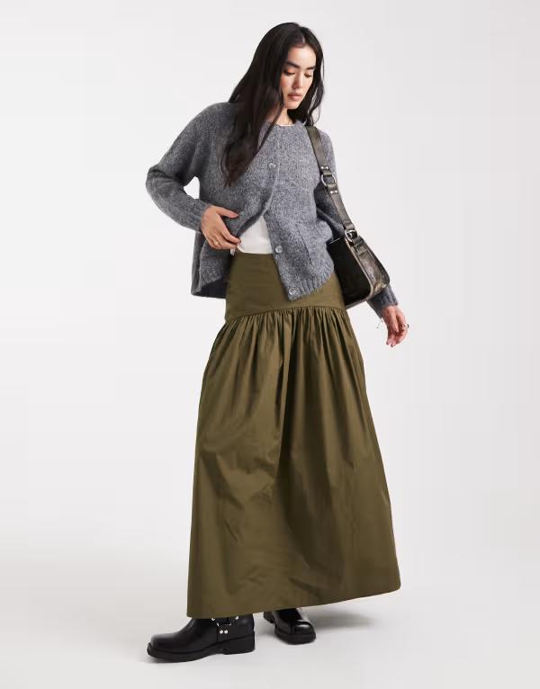 PATOU 黒 ロング タフタスカート 38 SYOH PATOU 黒 ロング タフタ