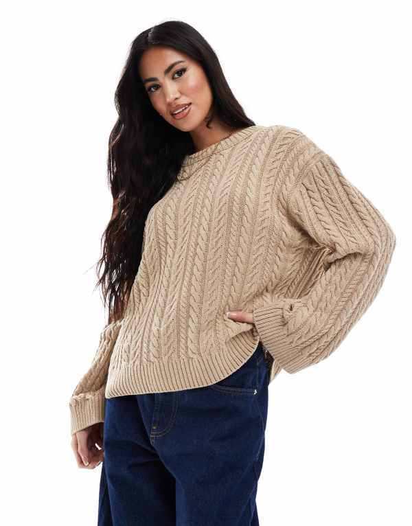 エイソス レディース ニット・セーター アウター ASOS DESIGN fisherman crew neck cable knit sweater in oatmeal Oatmeal