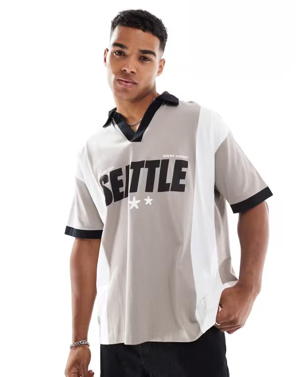 【送料無料】 エイソス メンズ ポロシャツ トップス ASOS DESIGN relaxed zip up waffle knit polo shirt in brown Safari