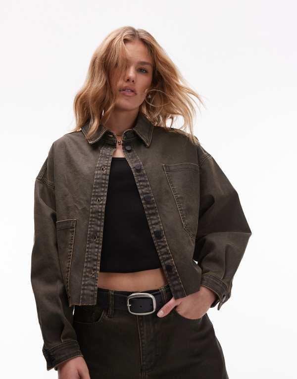 オールセインツ レディース ジャケット・ブルゾン アウター AllSaints Nicky denim shacket in black GOLDEN BLACK ダウンジャケット