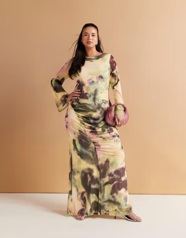 半袖 星柄 スター 柄 シアー シースルー きれいめワンピース