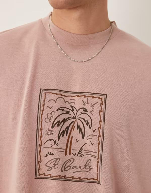 エイソス (ASOS DESIGN) メンズ Tシャツ トップス Oversized T-Shirt In Black Bleach Tie Dye With Chest Print (ブラック) エイソス メンズ Tシャツ トップス ASOS DESIGN heavyweight relaxed T