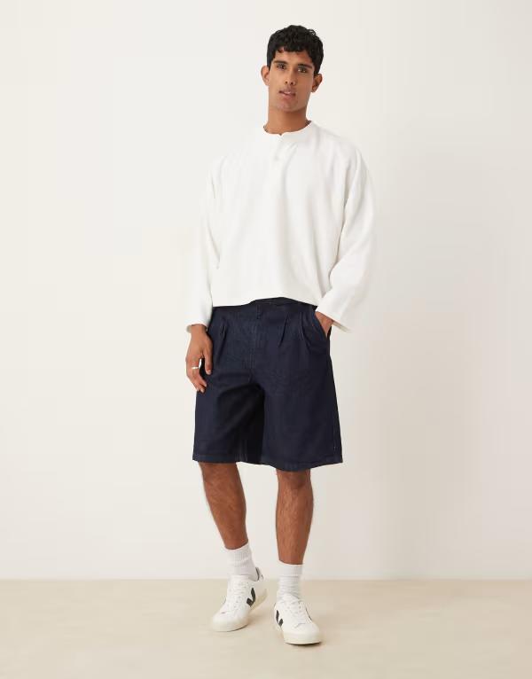 【送料無料】 エイソス メンズ ハーフパンツ・ショーツ ボトムス ASOS DESIGN long length corduroy shorts in ecru ECRU