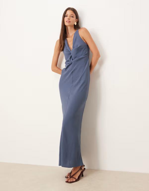 ドレス ワンピース 膝下 ミモレ 袖なし ノースリーブ Uネック