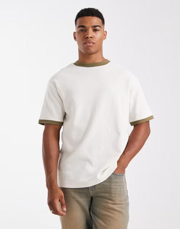 エイソス (ASOS DESIGN) メンズ Tシャツ トップス Oversized T-Shirt In Black Bleach Tie Dye With Chest Print (ブラック) エイソス メンズ Tシャツ トップス ASOS DESIGN heavyweight relaxed T