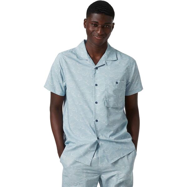 ヘリーハンセン メンズ シャツ トップス Oya Recycled Shirt - Men's Dusty Blue Fjord Waves Print