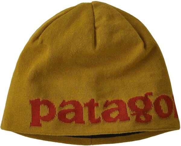 パタゴニア メンズ 帽子 アクセサリー Patagonia Men's Beanie Hat Logo Belwe/Cosmic Gold