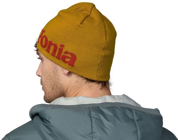 パタゴニア メンズ 帽子 アクセサリー Patagonia Men's Beanie Hat Logo Belwe/Cosmic Gold