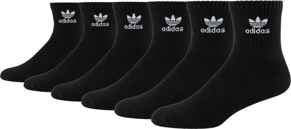 アディダス メンズ 靴下 アンダーウェア adidas Men's Originals Trefoil Quarter Socks 6 Pack Black 8,980円