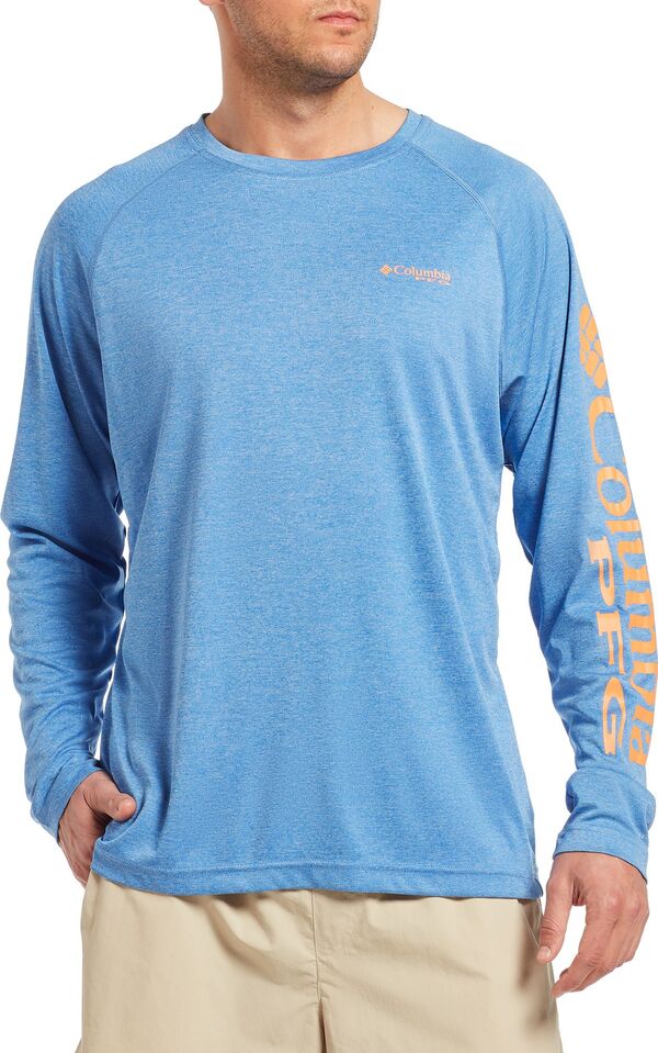 コロンビア メンズ シャツ トップス Columbia Men's PFG Terminal Tackle Heather Long Sleeve Shirt Vivid Blue/Jupiter Logoの通販は