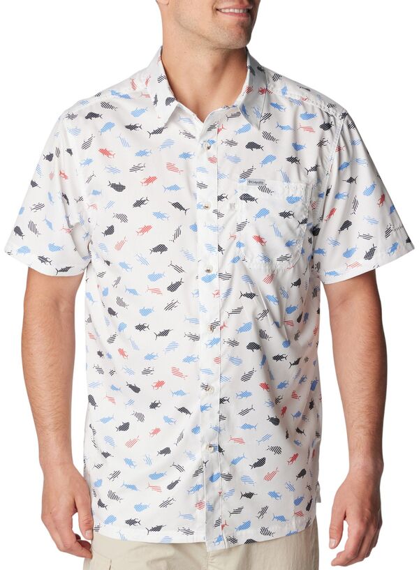 コロンビア メンズ シャツ トップス Columbia Men's Super Slack Tide Short Sleeve Shirt White Stars and Stripesの通販は