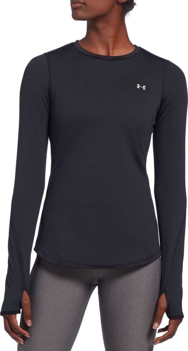 アンダーアーマー レディース シャツ トップス Under Armour Women's ColdGear Armour Crew Long Sleeve Shirt Black