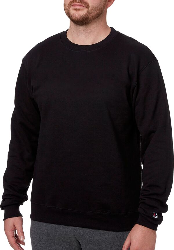 チャンピオン メンズ パーカー・スウェット アウター Champion Men's Stitched Script Fleece Crew Pullover Black