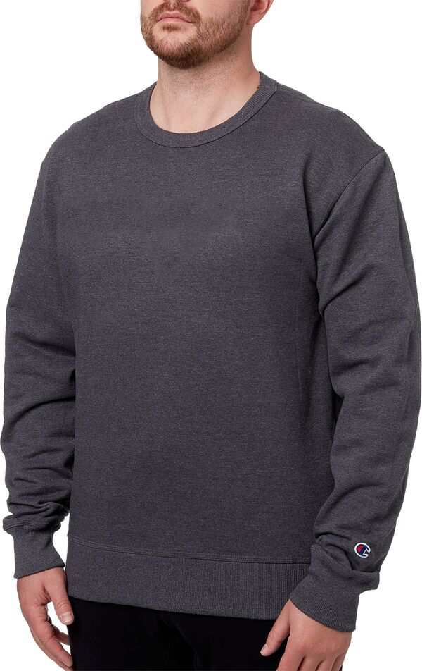 チャンピオン メンズ パーカー・スウェット アウター Champion Men's Stitched Script Fleece Crew Pullover Granite Heather