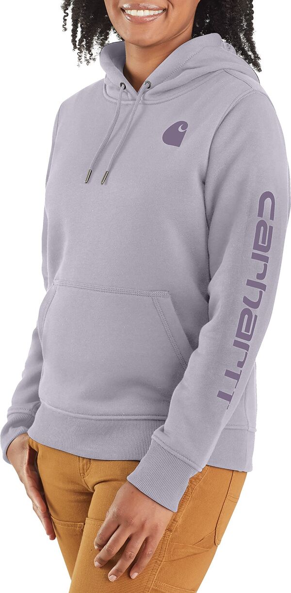 カーハート レディース パーカー・スウェット アウター Carhartt Women's Clarksburg Graphic Sleeve Hoodie Lilac Hazeの通販は