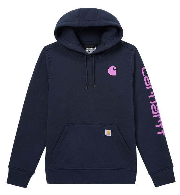カーハート レディース パーカー・スウェット アウター Carhartt Women's Clarksburg Graphic Sleeve Hoodie Navy/Cherry Bloom