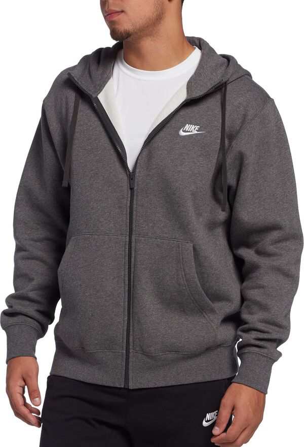 ナイキ メンズ パーカー・スウェット アウター Nike Men's Sportswear Club Fleece Full-Zip Hoodie Chrcl Hthr/Anthrcte/Whteの通販は