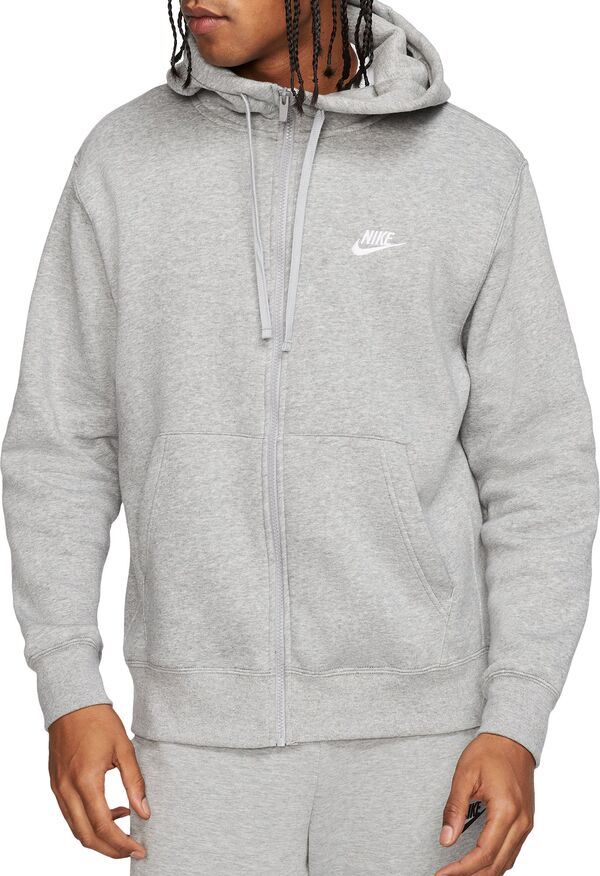 ナイキ メンズ パーカー・スウェット アウター Nike Men's Sportswear Club Fleece Full-Zip Hoodie Dk Gry Htr/Dk Stl Gry/Wte